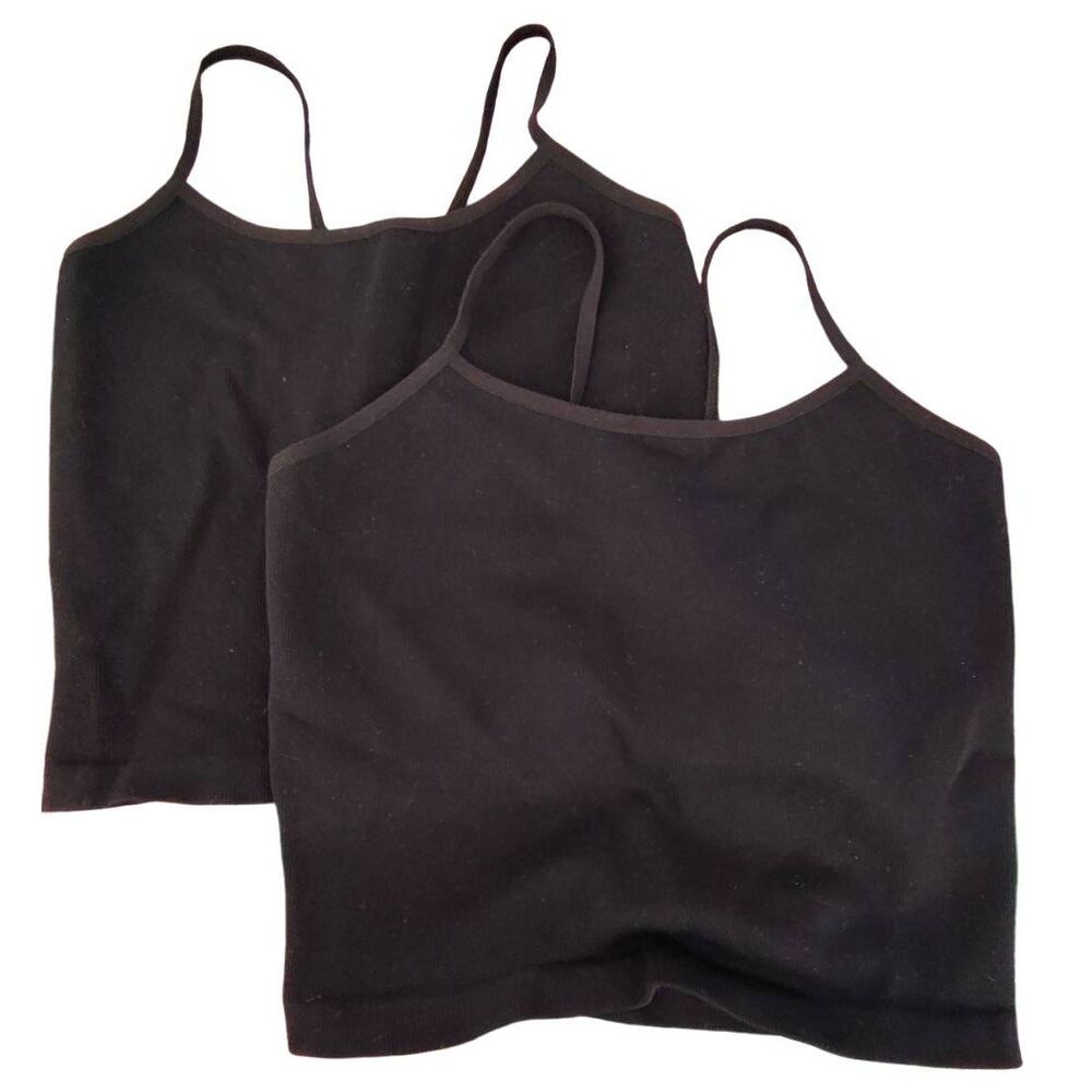 FREE PEOPLE MOVEMENT TWO SET STRAPPY  BACK TIGHTEN UP WASHED BLACK TANKS XS/S NW